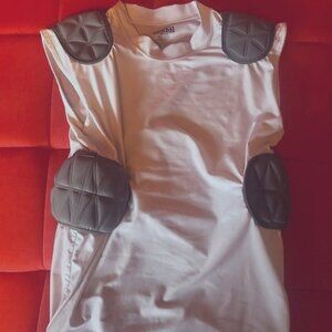 White Compression Shirt Integrated Padding Football ADULT SMALL protective gear